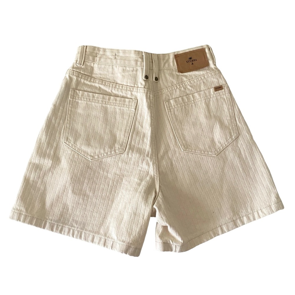 Thrills Koko Women Denim Shorts Size 4 Cream Organic Cotton High Waist Textured - Picture 2 of 10